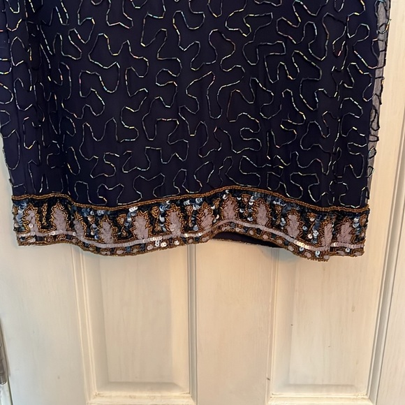 Laurence Kazar beaded silk dress Vintage Small - Picture 2 of 16